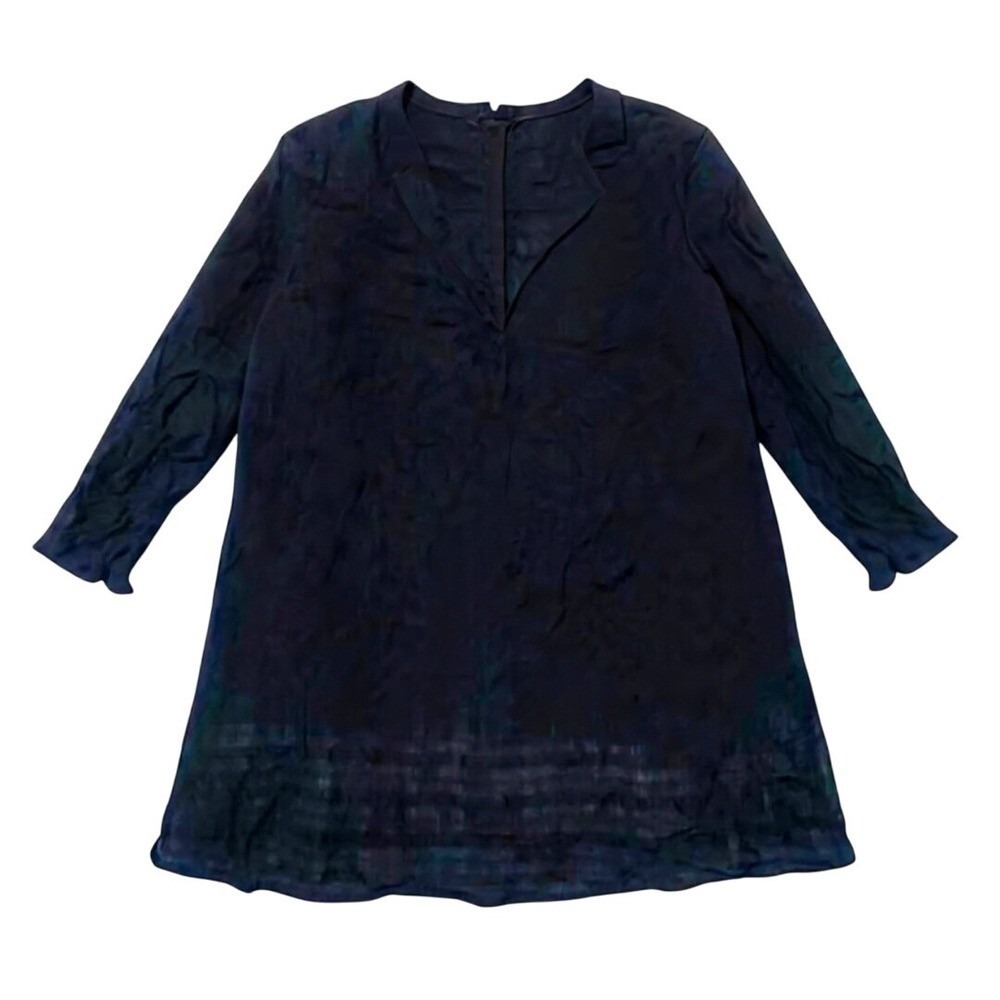 Forever 21 Tunic Top Plaid High Low Hem Long Sleeve Blouse Black M